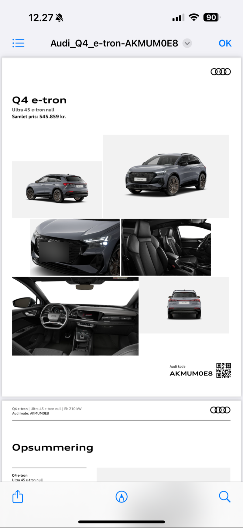 AUDI, Q4 e-tron, 45 e-tron Skrotbil skrotpræmie