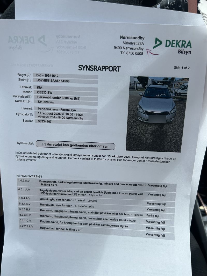 KIA, CEE'D SW, 1,6 ISG DIESEL Skrotbil skrotpræmie