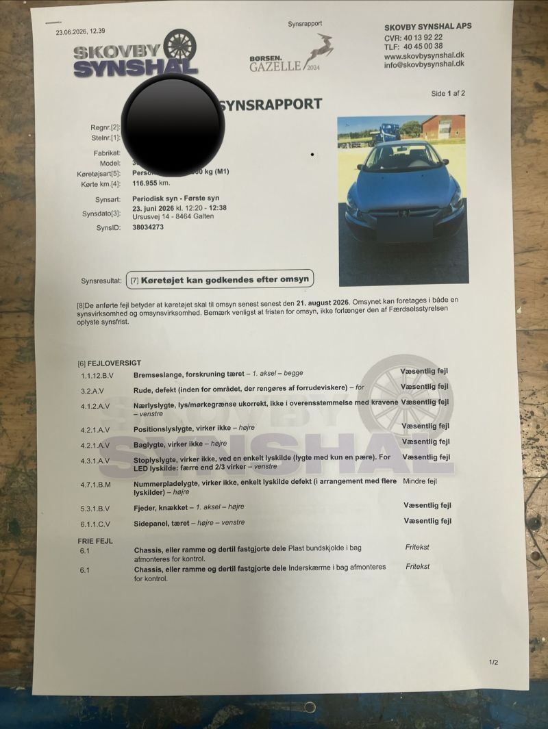PEUGEOT, 307, 1,6 I 5D Skrotbil skrotpræmie
