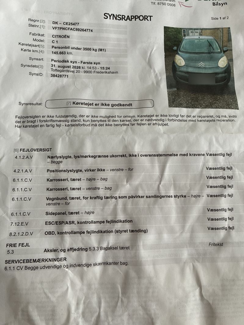 CITROËN, C 1, 1,0 I Skrotbil skrotpræmie