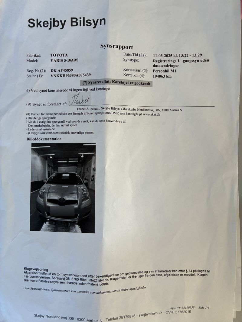 TOYOTA, YARIS 5-DØRS, 1,3 MAN.6. 5D. Skrotbil skrotpræmie