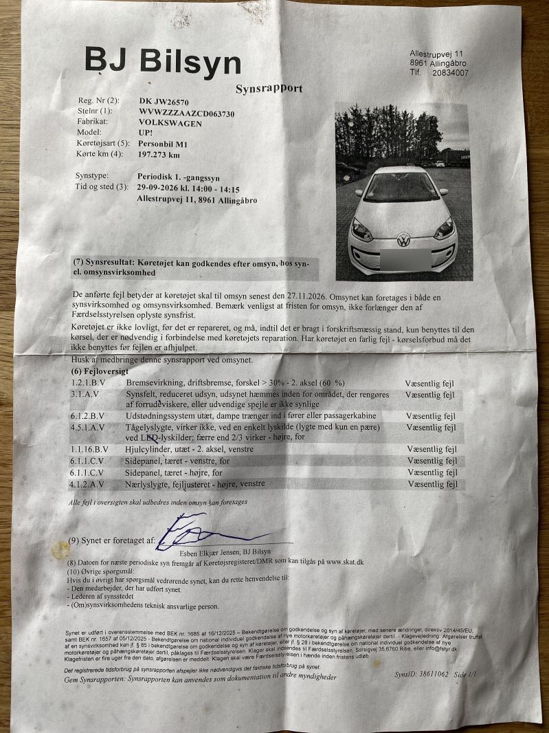 VOLKSWAGEN, UP!, 1.0 FSI 60 HK 2-DØRS Skrotbil skrotpræmie