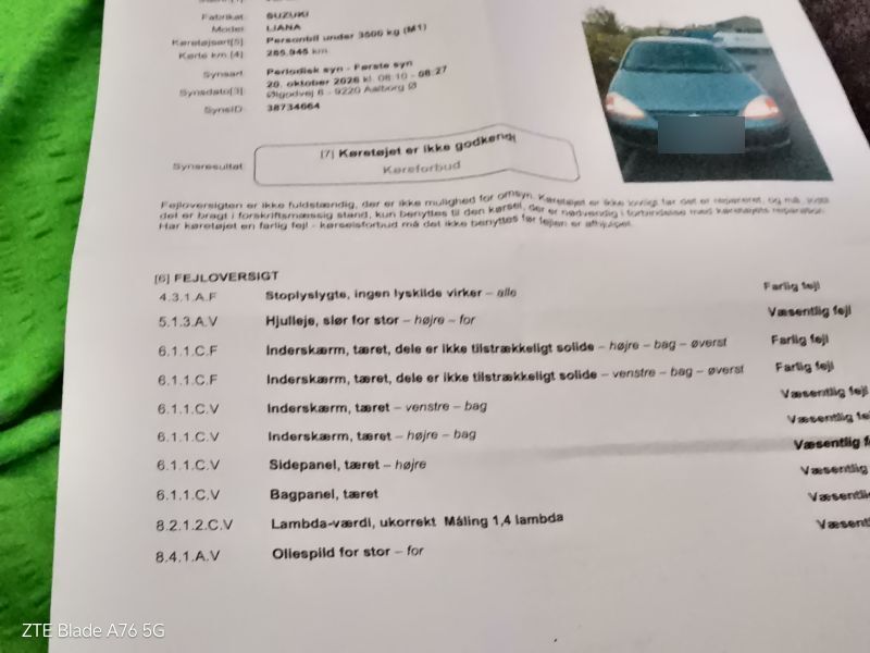 SUZUKI, LIANA, 1,3 L Skrotbil skrotpræmie