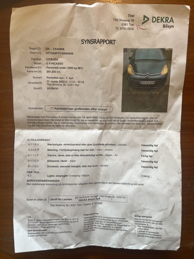 Citroen C4 Grand Picasso  Skrotbil skrotpræmie