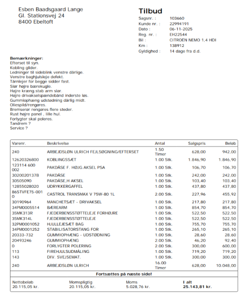 CITROËN, NEMO, 1,4 HDI Skrotbil skrotpræmie