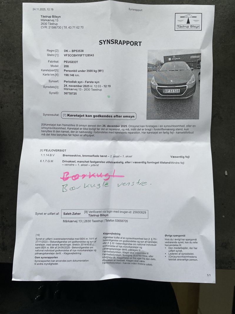 PEUGEOT, 208, 1.6 BlueHDI 100 hk 5D Skrotbil skrotpræmie