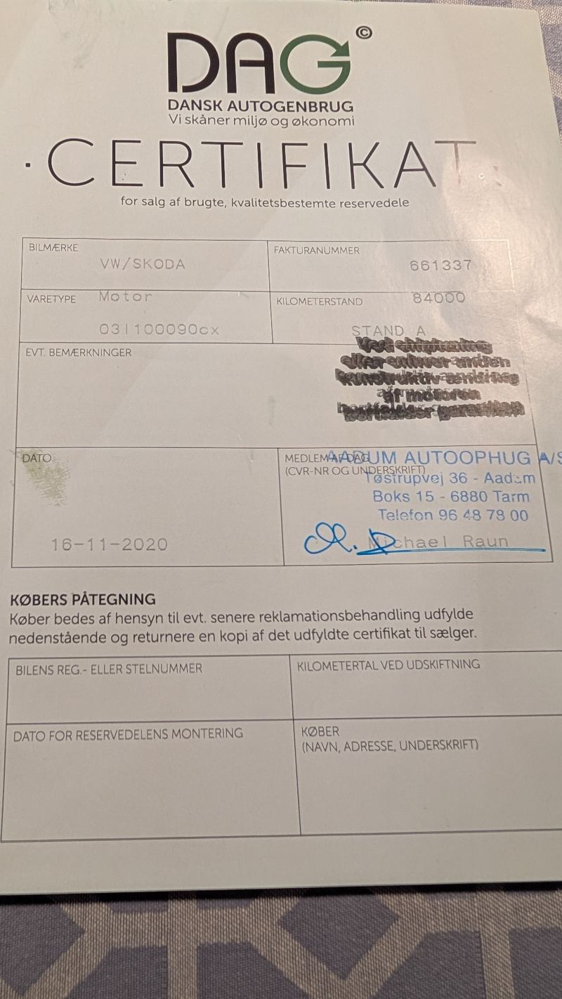 SKODA, OCTAVIA COMBI, 1,6 TDI GREENLINE Skrotbil skrotpræmie