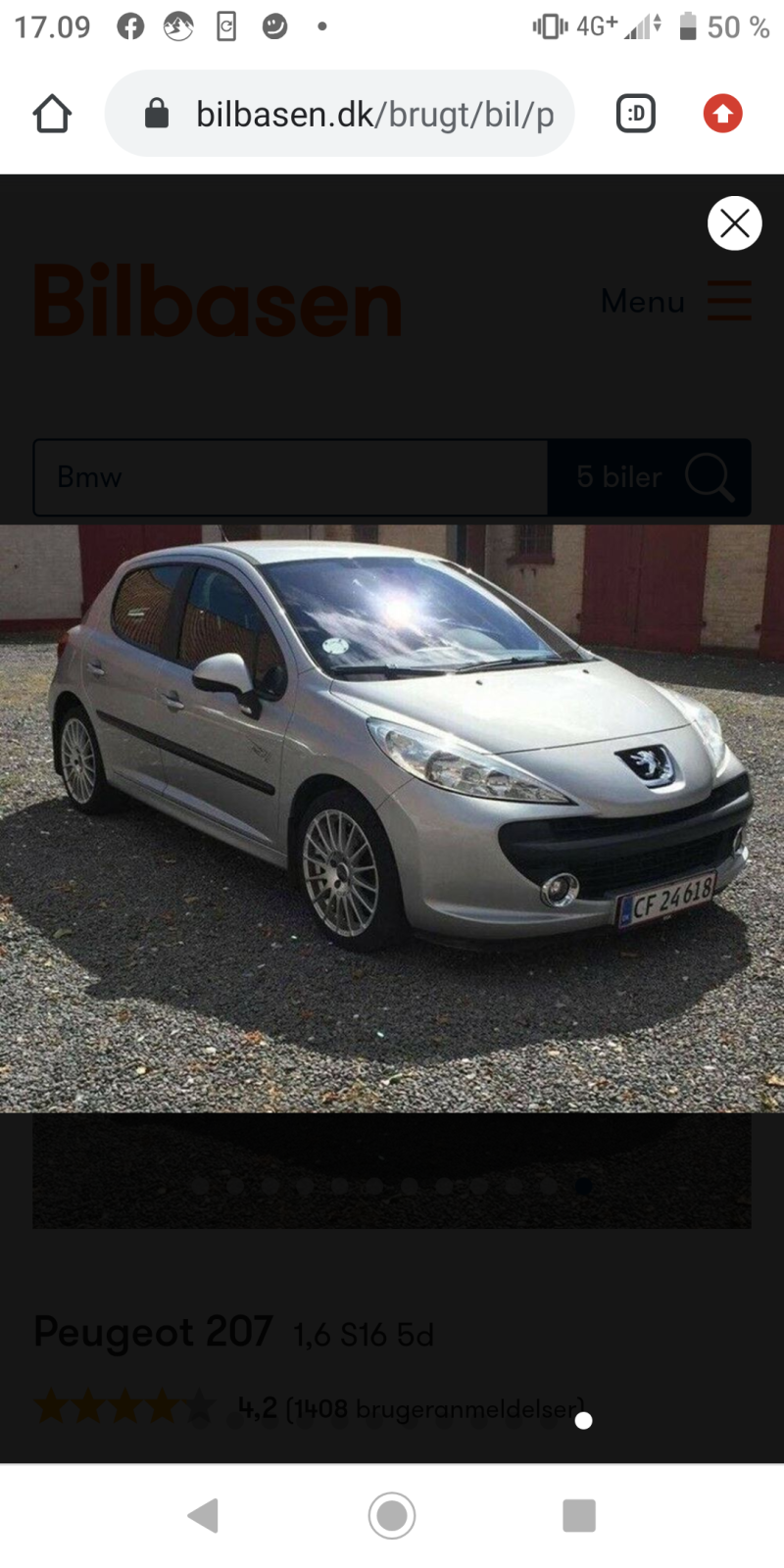 PEUGEOT, 207, 1,6 I 5 D Skrotbil skrotpræmie