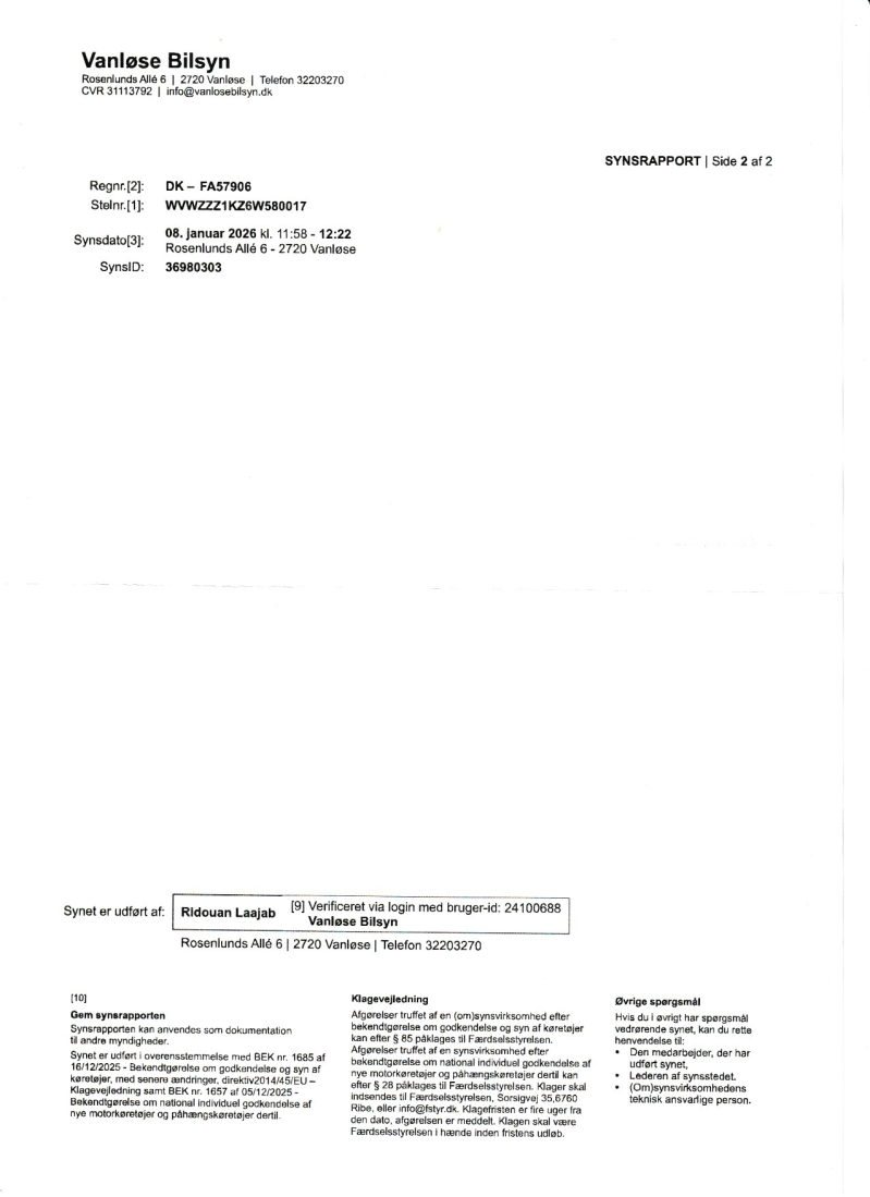 Golf plus 2,0 FSI Skrotbil skrotpræmie