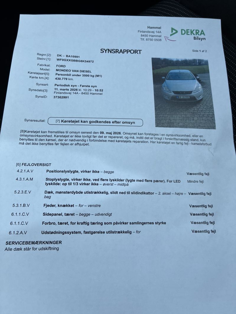 FORD, MONDEO VAN DIESEL, 2,0 TDCI AUT. Skrotbil skrotpræmie