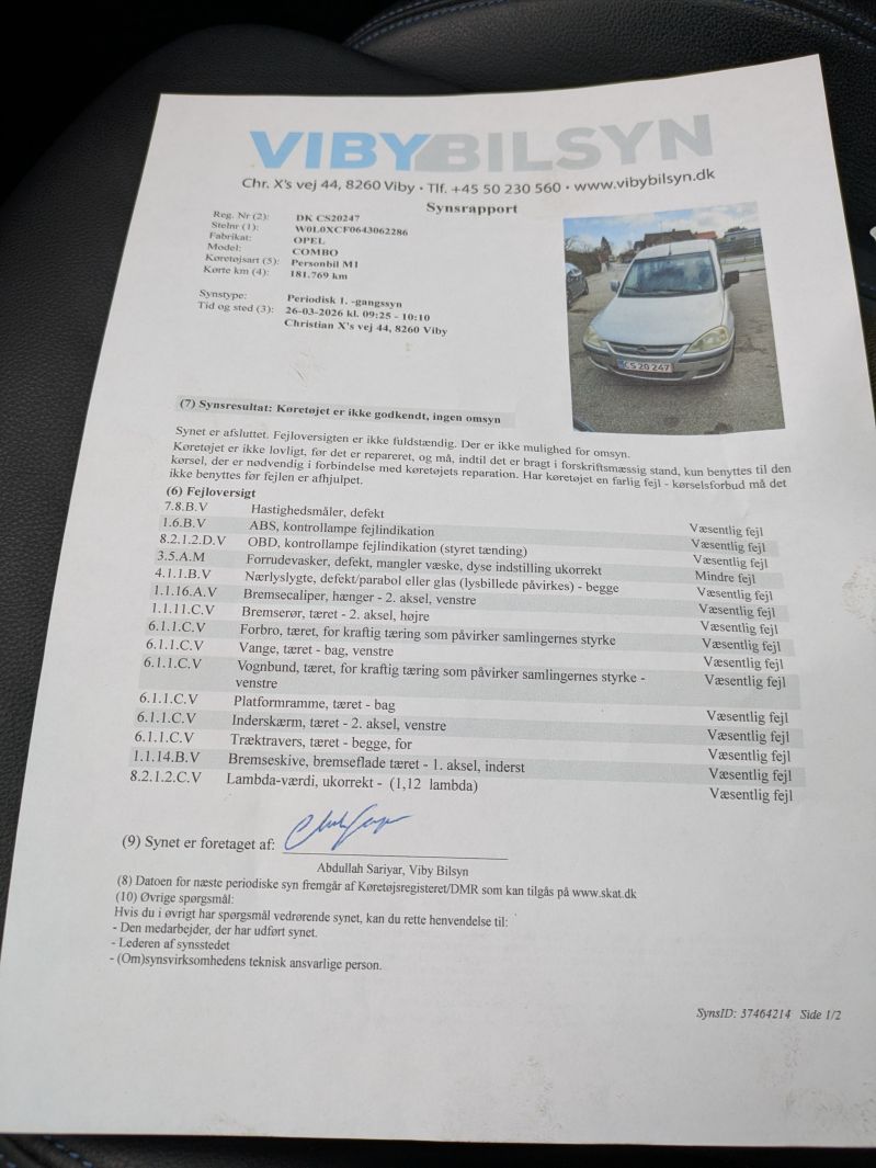 OPEL, COMBO, 1,6 8V Skrotbil skrotpræmie