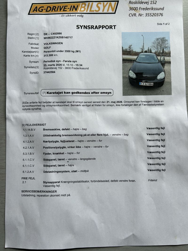 VOLKSWAGEN, GOLF, 1,6 Skrotbil skrotpræmie