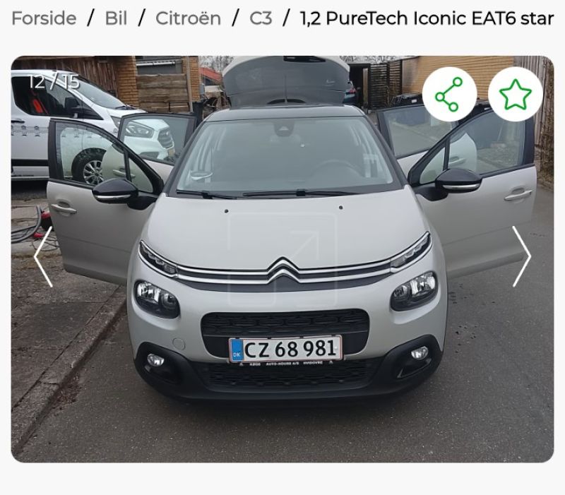 CITROËN, C3, 1.2 PureTech 110 hk 4-dørs m. bagklap EAT6 Skrotbil skrotpræmie