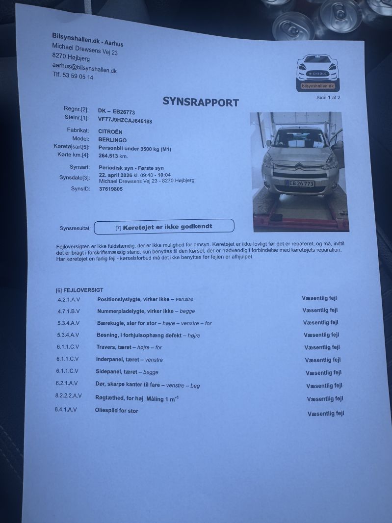 CITROËN, BERLINGO, 1,6 HDI 110HK Skrotbil skrotpræmie